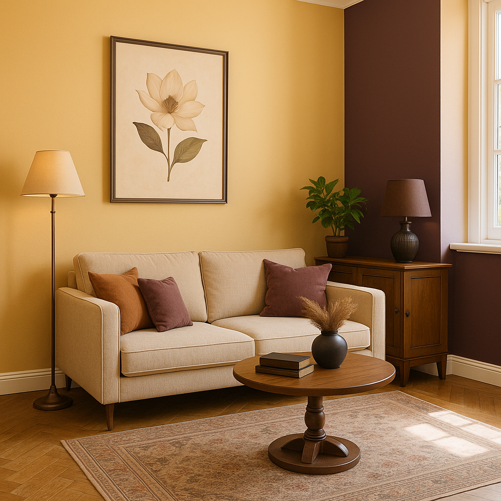 simpele warme kleuren woonkamer